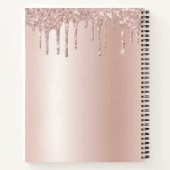 Roos gouden zwarte roze monogram Glitter Eyelashes Notitieboek (Achterkant)