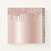 Roos gouden zwarte roze monogram Glitter Eyelashes Notitieboek (Achterkant)
