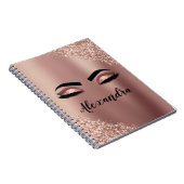 Roos gouden zwarte roze monogram Glitter Eyelashes Notitieboek (Rechterzijde)