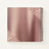 Roos gouden zwarte roze monogram Glitter Eyelashes Notitieboek (Achterkant)