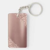 Roos gouden zwarte roze monogram Glitter Eyelashes Sleutelhanger (achterkant)