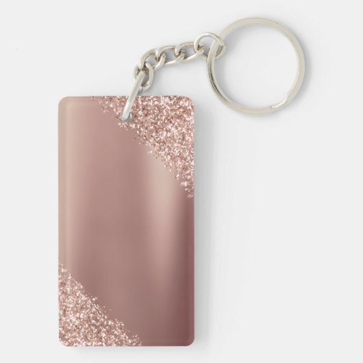 Roos gouden zwarte roze monogram Glitter Eyelashes Sleutelhanger (achterkant)