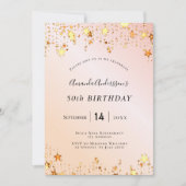 Roos gouden zwarte roze sterren elegant kaart (Voorkant)