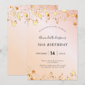 Roos gouden zwarte roze sterren elegant kaart (Voorkant / Achterkant)