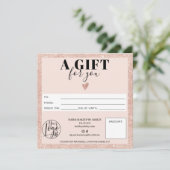 Roos gouden zwarte roze vierkant cadeaubon logo (Staand voorkant)