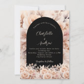 Roos gouden zwarte rozen bloemenboog elegante brui kaart (Voorkant)