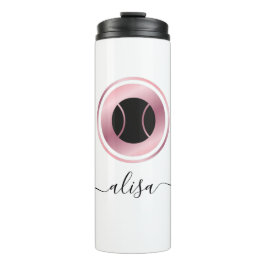 Roos Gouden Zwarte Tennisbal Elegante Speler Coach Thermosbeker