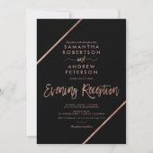 Roos gouden zwarte typografie avond bruiloft kaart (Voorkant)