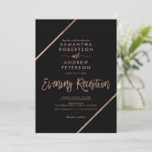 Roos gouden zwarte typografie avond bruiloft kaart (Staand voorkant)