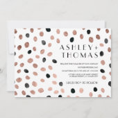 Roos gouden zwarte waterverf stippen bruiloft kaart (Voorkant)