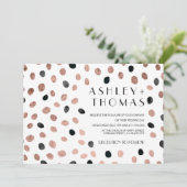 Roos gouden zwarte waterverf stippen bruiloft kaart (Staand voorkant)