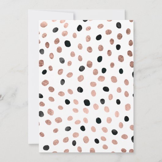 Roos gouden zwarte waterverf stippen bruiloft kaart (Achterkant)