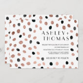 Roos gouden zwarte waterverf stippen bruiloft kaart (Voorkant / Achterkant)