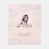 Roos gouden zwarte zilver glitter fotonaamglazuur fleece deken (Voorkant)