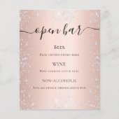 Roos gouden zwarte zilveren glitterscriptmenu (Voorkant)