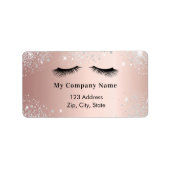 Roos gouden zweepslagen glitter bedrijfsadres etiket (Voorkant)