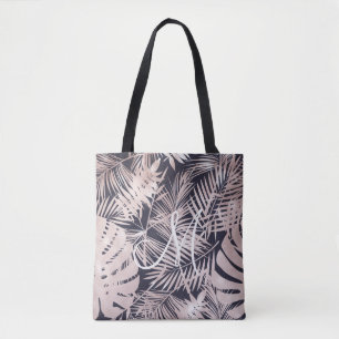 Roos Goudfaux folie tropische bladeren monogram Tote Bag