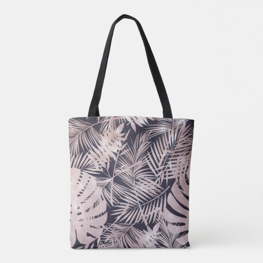 Roos Goudfaux folie tropische bladeren monogram Tote Bag (Achterkant)