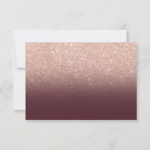 Roos goudfaux glitter burgundy ombre RSVP bruiloft (Achterkant)