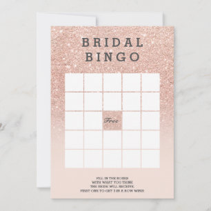 Roos goudfaux glitter roze bridal bingo