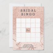 Roos goudfaux glitter roze bridale marmer bingo kaart (Voorkant)