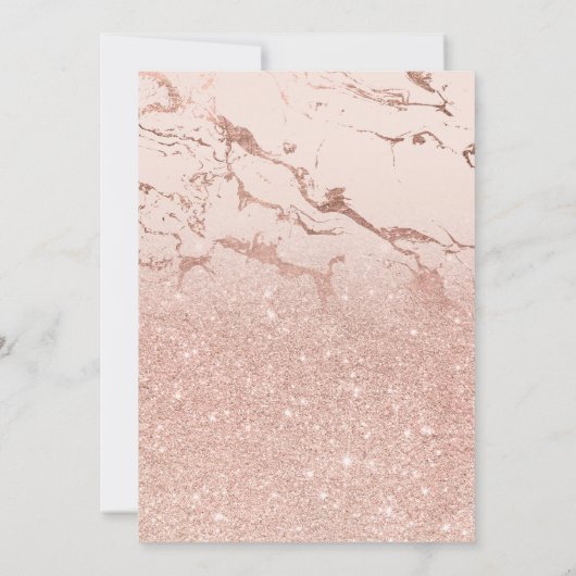 Roos goudfaux glitter roze bridale marmer bingo kaart (Achterkant)