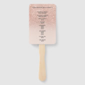 Roos goudfaux glitter roze ombre bruiloft handwaaier (Achterkant)