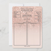 Roos goudfaux glitter roze ombre bruiloft kaart (Voorkant)