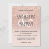 Roos goudfaux glitter roze ombre bruiloft kaart (Voorkant)