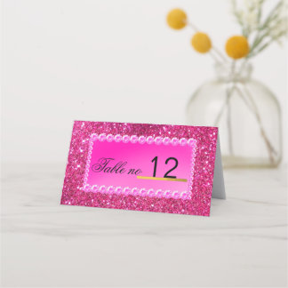 Roos goudfaux glitter roze ombre bruiloft plaatskaartje