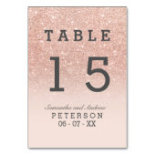 Roos goudfaux glitter roze ombre trouwtafel kaart (Achterkant)
