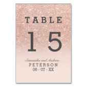 Roos goudfaux glitter roze ombre trouwtafel kaart (Voorkant)