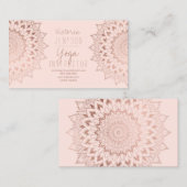 Roos goudfloraal mandala blush yoga instructeur visitekaartje (Voorkant / Achterkant)