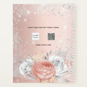 Roos goudfloraal zilverglitter foliage name 2023 planner (Achterkant)