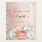 Roos goudfloraal zilverglitter foliage name 2023 planner (Voorkant)