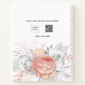 Roos goudfloral Silver-folienaamscript Notitieboek (Achterkant)