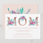 Roos goudflorale brief Mam wazig roze moederdag Kaart (Voorkant / Achterkant)