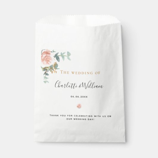 Roos goudflorale eucalyptuselegant bedankzakje (Voorkant)