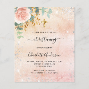 Roos goudflorale eucalyptusuitnodiging