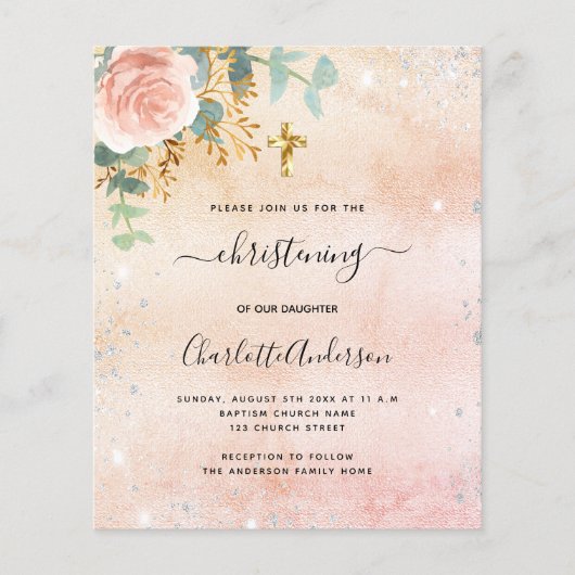 Roos goudflorale eucalyptusuitnodiging flyer (Voorkant)