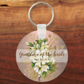 Roos goudflorale oma van de bruid sleutelhanger (Voorkant)