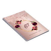Roos goudfloralen monogram bogundy notitieboek (Rechterzijde)