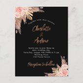 Roos goudflorals boho uitnodiging briefkaart (Voorkant)