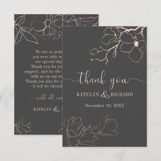 Roos goudfloramandbruinje bedankt (Voorkant / Achterkant)