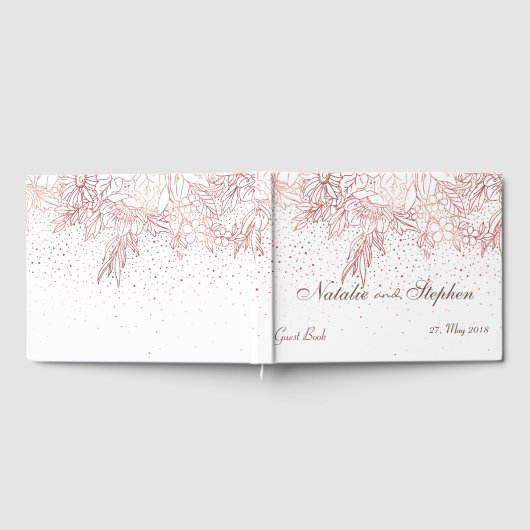 Roos goudfloredles confetti bruiloft gastenboek (Volledig)