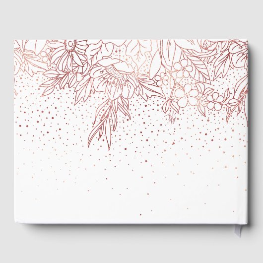 Roos goudfloredles confetti bruiloft gastenboek (Achterkant)