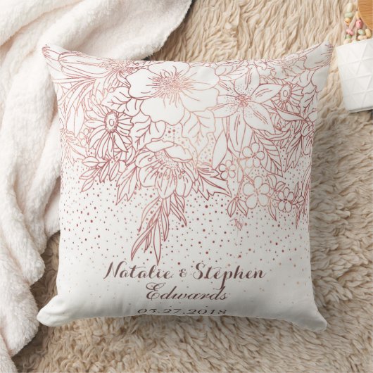 Roos goudfloredles confetti bruiloft kussen (Deken)