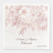 Roos goudfloredles confetti bruiloft servetten (Voorkant)