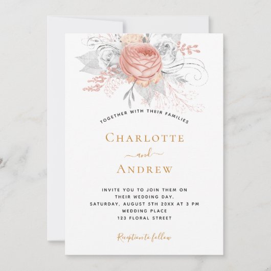 Roos goudfloregant zilver kaart (Voorkant)