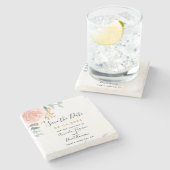 Roos goudfloreucalyptus stenen onderzetter (Zijkant)